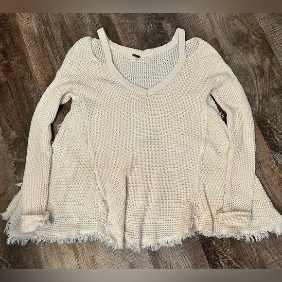 Free People Sunrise Cold Shoulder Sweater Cream Small - Picture 1 of 6